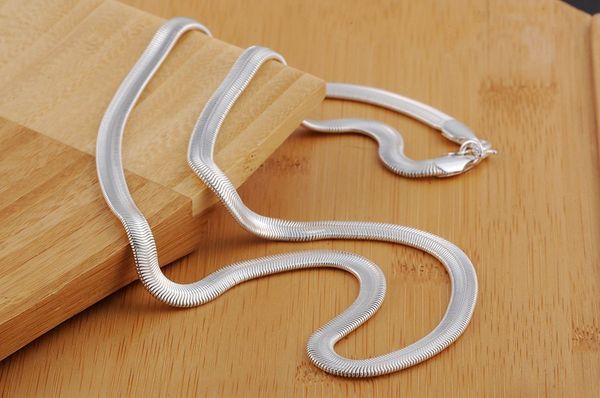

16-24inch popular beautiful fashion silver color5mm flat snake necklace jewelry n193 kinsle