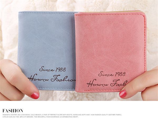 

2019 new women wallet coin case purse for phone card wallet leather purse ms frosted short vintage buckles notebook, Red;black
