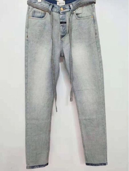 

2019 new men's designer brand fog jeans classic hip hop pants designer jeans distressed ripped biker jean slim fit motorcycle denim jea, Blue