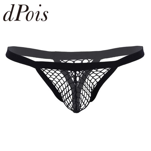 

sissy mens lingerie see through fishnet design low rise bulge pouch t-back thongs bikini briefs underwear mens panties 2019