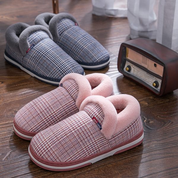 

2019 tzldn winter ladies striped cotton shoes indoor home short plush cotton shoes warm and soft non-slip flat, Black