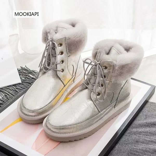 

2019 australian women's snow boots, real leather, 100% wool, the latest lace up women's shoes, delivery, Black