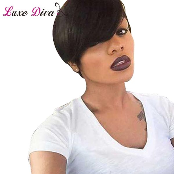 Straight Lace Front Wig Bob Short Human Hair Wigs With Bangs For