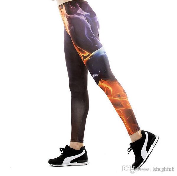 

женские брюки йога брюки брюки колготки женские новый танец высокой талией активная леди полоса разноцветные пламя принт леггинсы узкие движ, Black;white