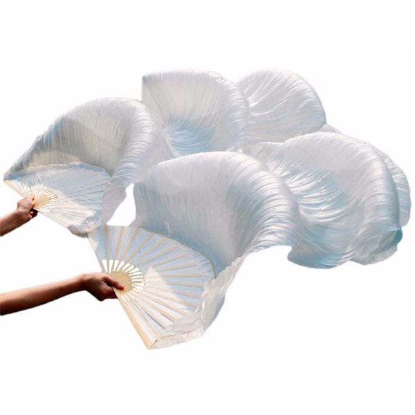 

selling 100% silk chinese silk veil dance fans 1pair belly dance fans pure white color 180*90cm, Black;red