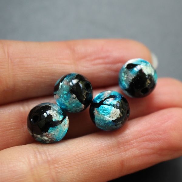 

10pcs 10mm japanese style luminous lampwork glass beads ocean blue color for jewelry making