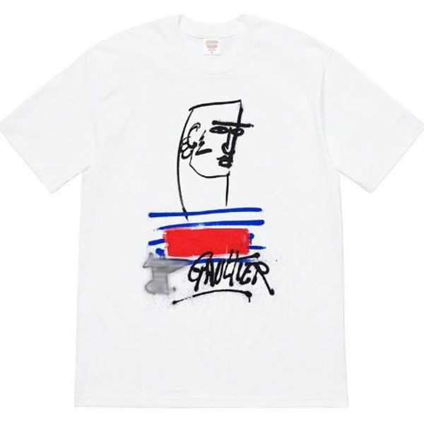 

2019 mens designer high street tide t-shirt brand style summer casual doodle face short sleeve tshirt for men and women asian s-xl, White;black