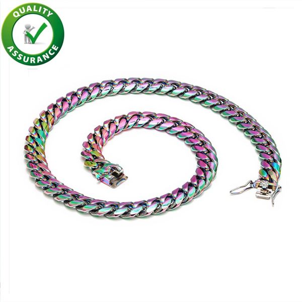 

stainless steel jewelry mens luxury designer necklace hip hop cuban link chain rapper choker fashion colorful accessories hiphop jewlery boy, Silver