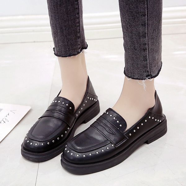 

shoes woman comfortable and elegant casual female sneakers british style shose women oxfords women's soft modis round toe, Black