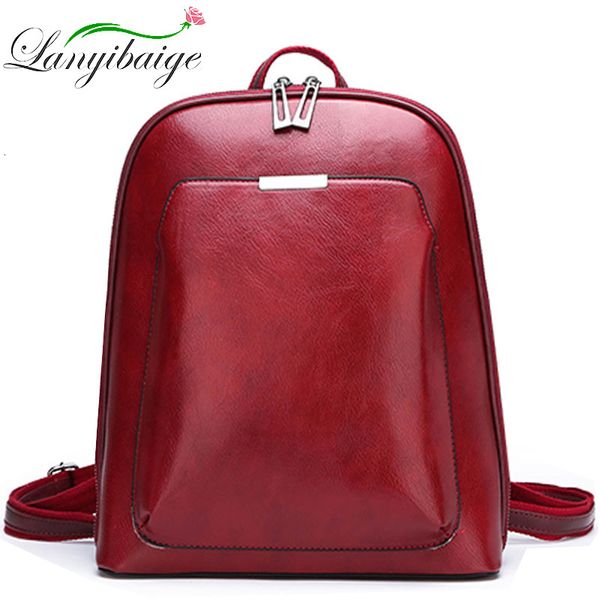 

2019 women leather backpacks for girls sac a dos school backpack female travel shoulder bagpack ladies casual daypacks mochilas cj191213