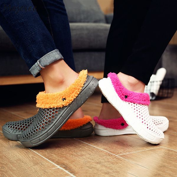 

winter slippers women leisure plush womens soft plus size female slipper thicker trendy shoes 2019 new indoor chic, Black