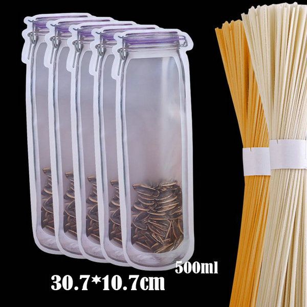 

reusable jar shape zipper bag plastic bags zip lock leakproof food saver storage bag er biscuit snack sandwich ziplock bags mylar bags