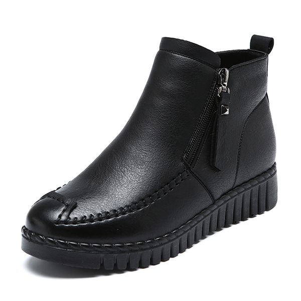 

tangnest winter warm faux suede women ankle boots platform casual shoes woman gladiator round toe women creepers xwx7193, Black
