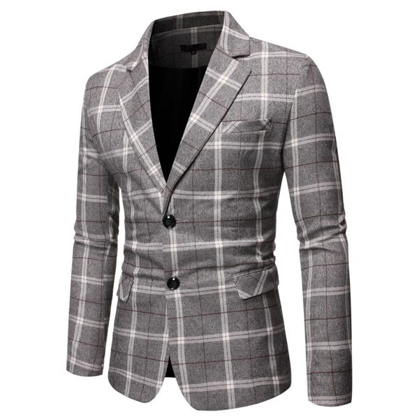 

heflashor autumn business plaid blazers men jackets slim fit wedding blazers suit casual plus size button coats male masculino, White;black