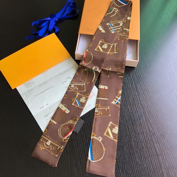 

новый дизайн ленты главного шелка двухслойного печататься женщины шелковых шарфов моды платка бренд сумка лента маленьких длинный шарфом 7 *, Blue;gray