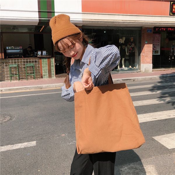 

raged sheep fashion durable women student canvas shoulder bag solid color eco reusable shopping bags casual tote female handbag