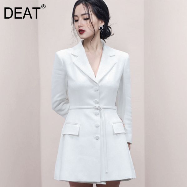 

deat] 2020 leisure blazer women's full sleeve notched high waist slim lacing button office lady temperament new fashion ar892, White;black