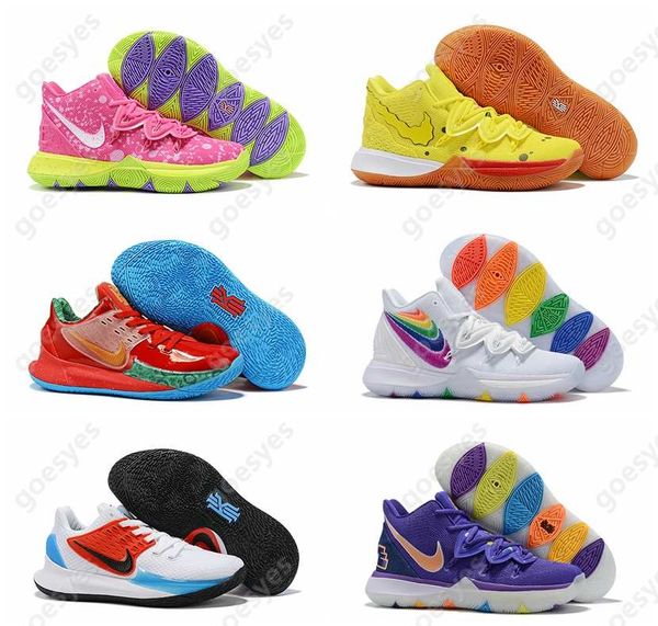 

2020 new arrival mens kyrie 5 shoes tv pe basketball shoes 5s for 20th anniversary sponge x irving 2s v luxury sports sneakers, White;red