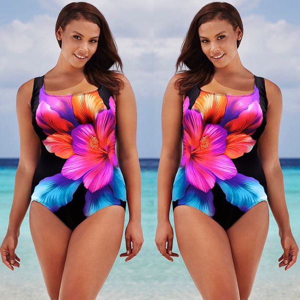 

women one piece swimsuit swimwear floral monokini female backless bikini suit bathing beachwear plus size xl-4xl