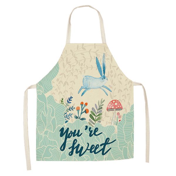 

1pc parent-child kitchen apron printed sleeveless linen aprons for women children home cleaning tools