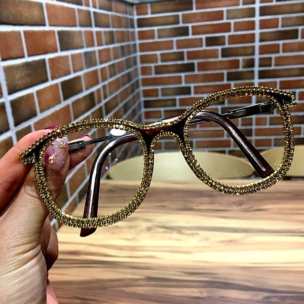 

gold rhinestone cat eye sunglasses for women brand designer shades sun glasses men vintage metal clear eyewear uv400 sunglass, White;black