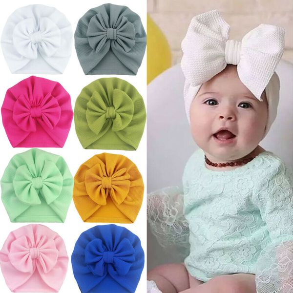 

cute baby girls bow turban hat toddler kids head wrap hijab headband cap, Yellow