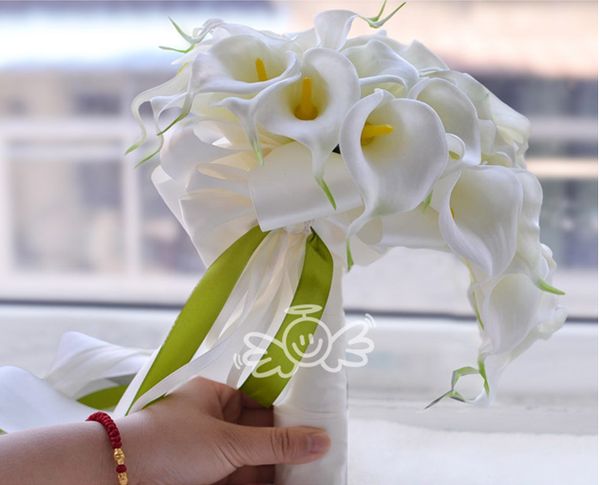 

water drop pe 40pcs calla lily bridal bouquets white yellow hand holding wedding hand holds bridesmaid bouquet home decoration 2019 spring