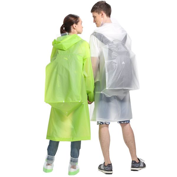 

Fashion Raincoats with Backpack Cover Women Men Adults EVA Transparent Hooded Raincoat for Family Outdoor Rainwear Waterproof Coat Cover