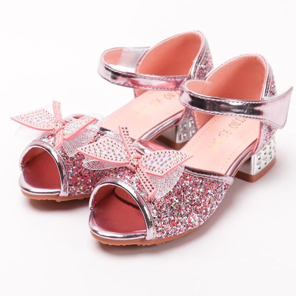

girls princess shoes bling sandals baby girl summer shoes pink children crystal bow-knot dance sandal girl' school, Black;grey