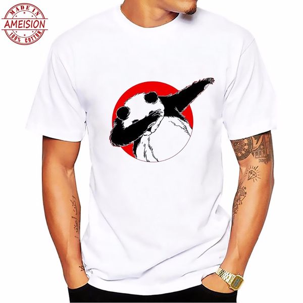 

dabbing panda забавная футболка мужчины белая повседневная дышащая плюс размер футболка homme милый мультфильм dab dance pandab футболки муж, White;black