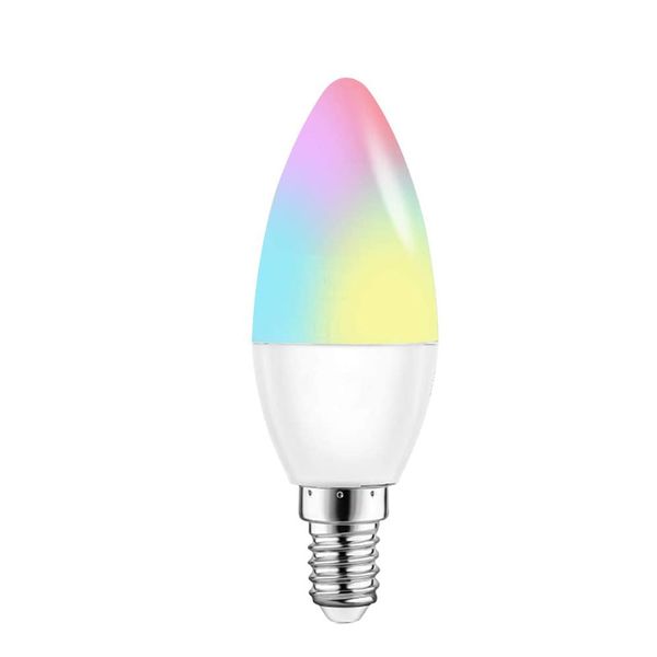 

smart wifi led bulb e27/e14 rgb+w led candle bulb 6w dimmable light phone remote control group control compatible with alexa g-home