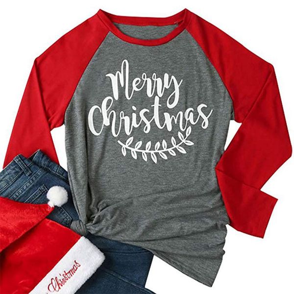 

merry christmas tshirts women clothes designer xmas long sleeved autumn spring tees, White
