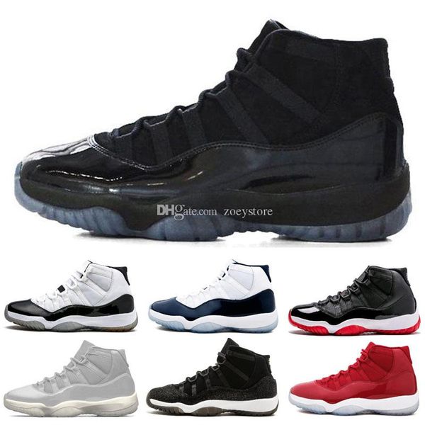 

11s mens outdoor shoes platinum tint concord 45 prom night 11 legend blue bred gamma blue trainers sport sneakers shoes 5.5-13