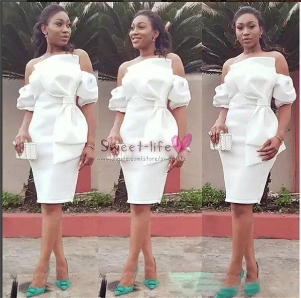 

white satin sheath short party wear prom dresses 2020 african nigerian plus size knee length cocktail dress, Black