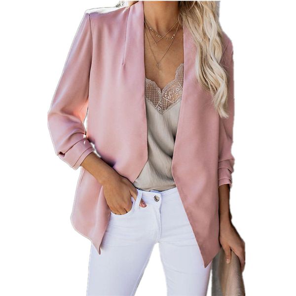 

spring blazer women elegant long sleeve suit jacket female outerwear casual blazer office ladies plus size feminino q2326, White;black