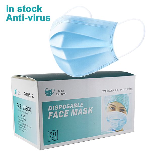 

in stock antibacterial mouth mask protection 3-ply earloop n95 pm2.5 dustproof face masks for women men