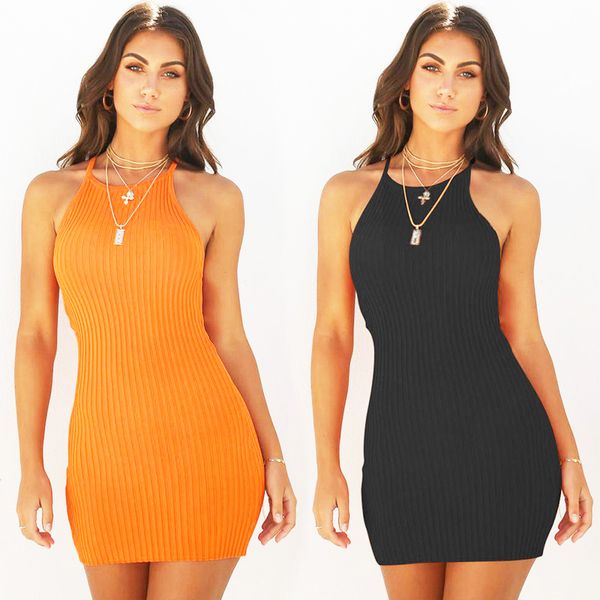 

Women Sexy Club Backless Spaghetti Strap Summer Dress 2018 Cotton Ladies Elastic Bodycon Black Yellow Party Mini Dresses