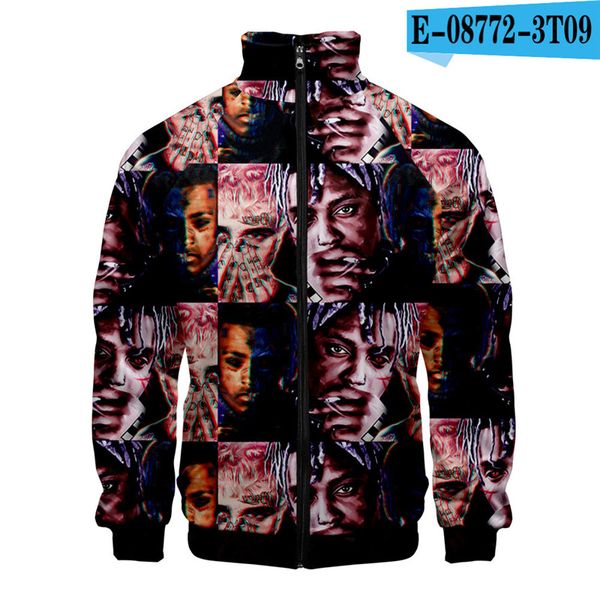 

2020 new design sweater hip hop singer juice wrid 3d color printing around men's and women's standing collar zipper luxury brand g, Black