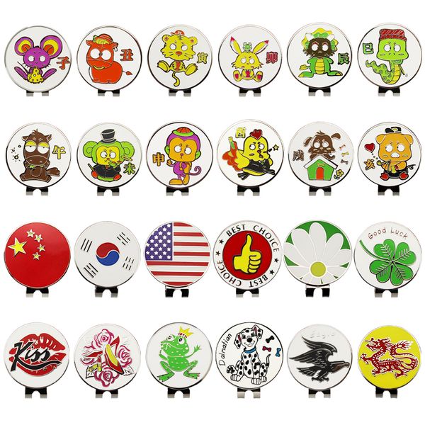 

1.18 inch golf ball mark w magnetic golf hat clip mark ball position 24 kinds for choice marker