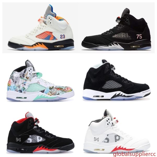 

new arrival 5 basketball shoes paris international flight white cement black metallic red suede oreo sneakers for men women
