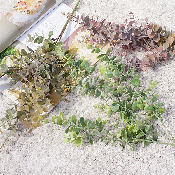 

3 fork /bundle eucalyptus leaf artificial flower home decoration ornaments wedding pgraphy diy vases for household products
