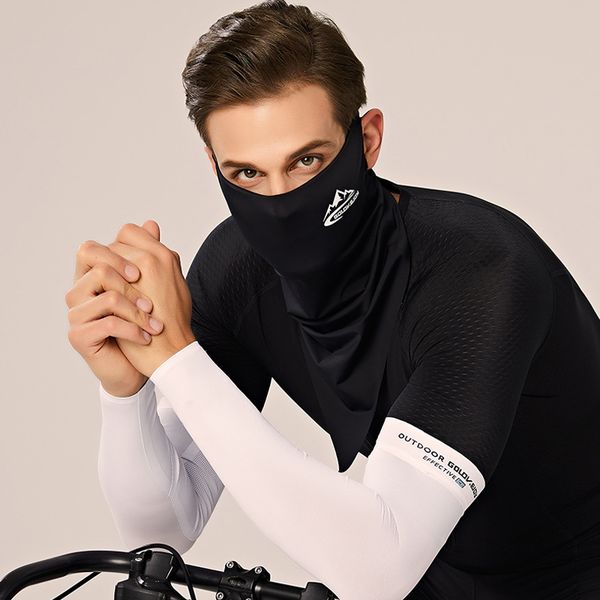 

sports sunscreen mask and arm sleeve hand cover cooling warmer running fishing cycling mask and sleeve, Black;gray