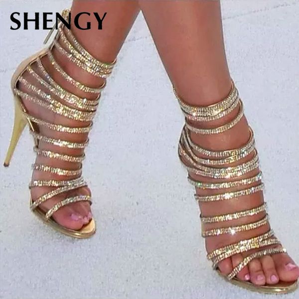

2019 fashion women high heels rhinestone peep toe shoes thin heels zipper ladies high sandals wedding party women shoes, Black