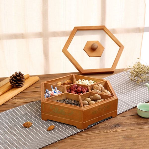 

wooden candy box storage dispenser with lid nut dried fruit server display plate tray for home party wedding decor