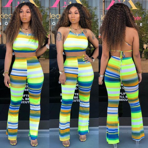 

dresses for womens Ladies designcostume Sexy striped print crossover Two piece suit