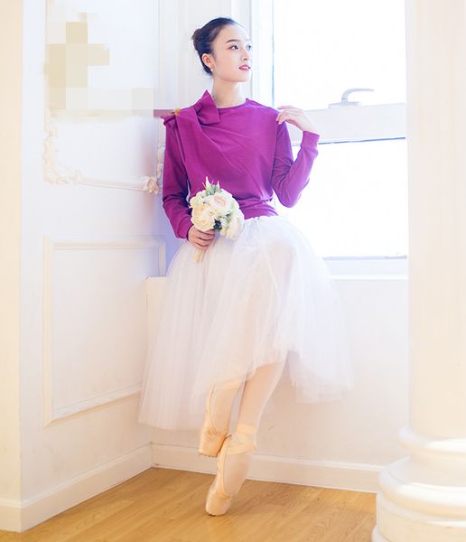 

michelledance bow loops cotton fleece ballet, Black;red
