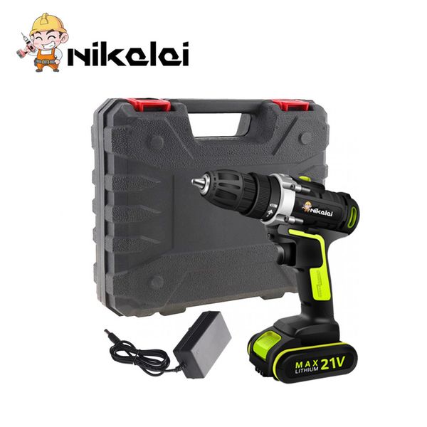 

21v cordless drill lithium battery drilling charging torque drill bit electric screwdriver waterproof motor driver power tools