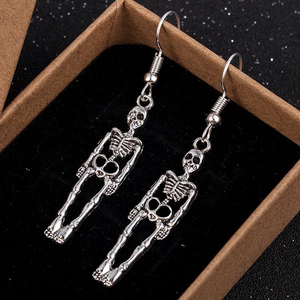 

halloween vintage skeleton skull dangle earrings for women jewelry party gifts aretes de mujer modernos 2019, Silver