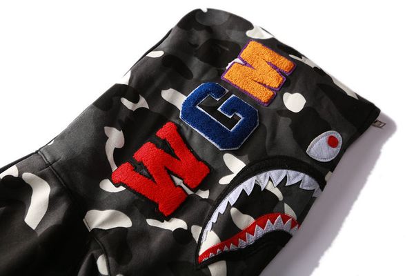 

mens designer hoodie hip hop brand zipper jacket hoodie for youth streetwear sweater men fashion style star shark embroidery hooded coat, Black