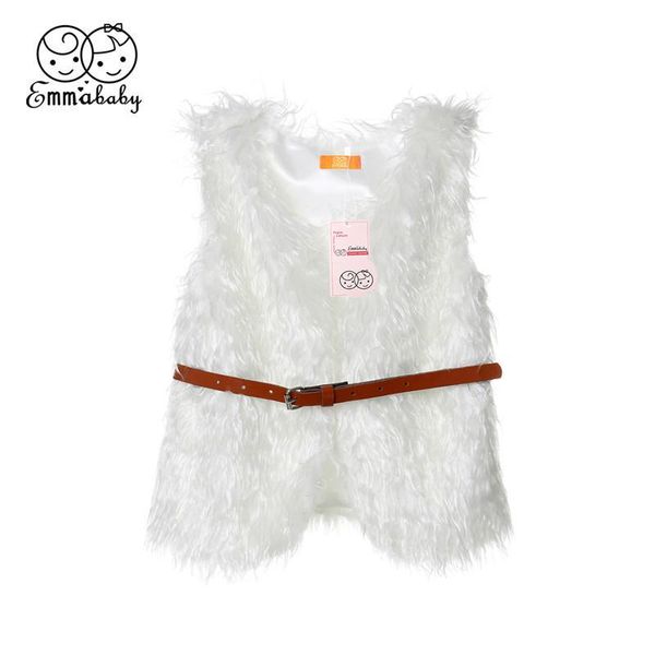 

toddler baby girl outerwear faux fur winter warm waist vest sleeveless solid children kids girls gilet waistcoat winter coat, Blue